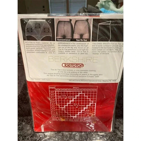 Vintage Berkshire Toe-To-Toe Pantyhose Size C Utopia NOS - Picture 2 of 2